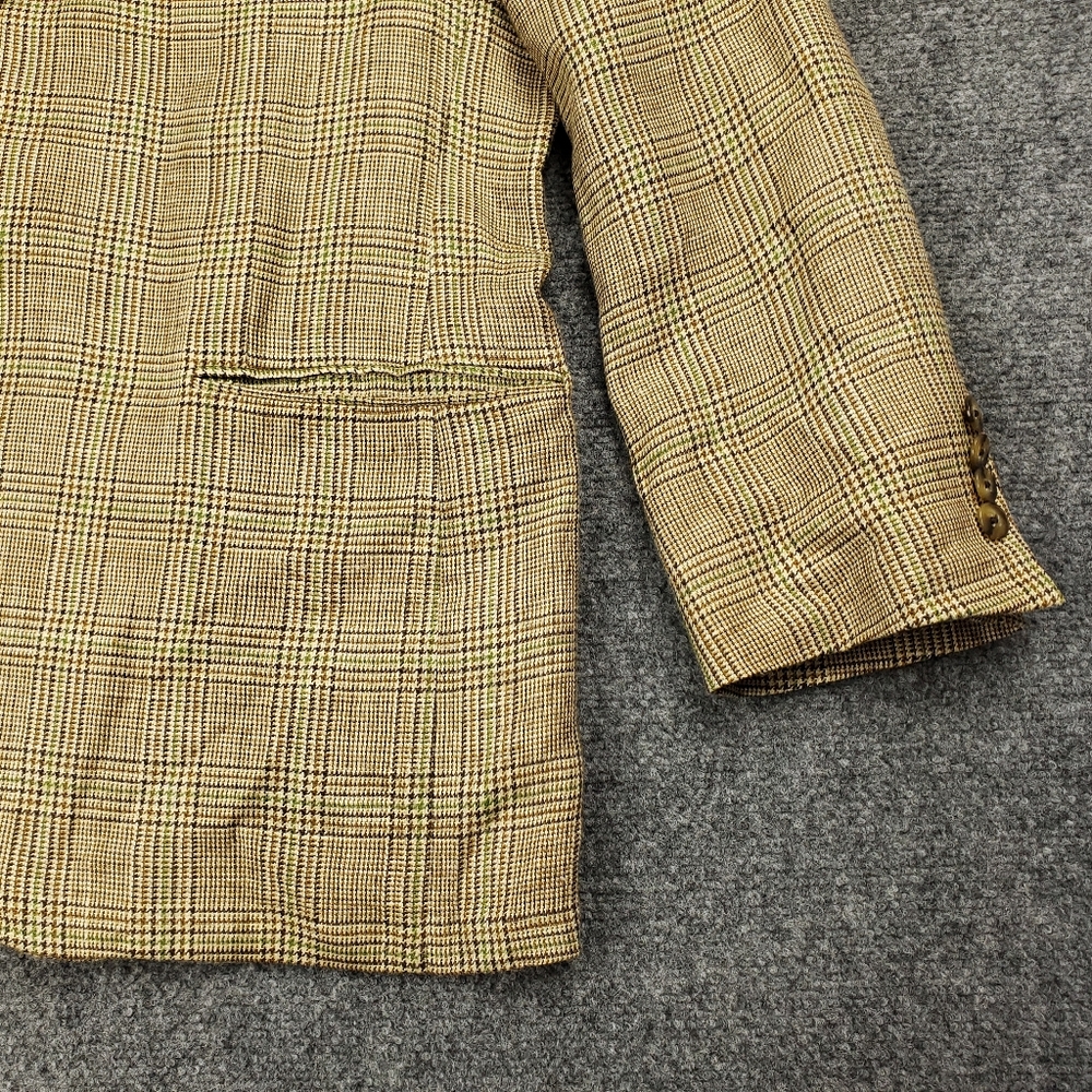 Paul Stuart Blazer Mens 43S Wool Silk Linen Houndstooth Plaid Scottish Tweed - Picture 11 of 14